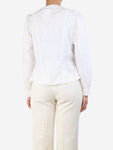 Anne Fontaine White floral-applique shirt - size UK 16