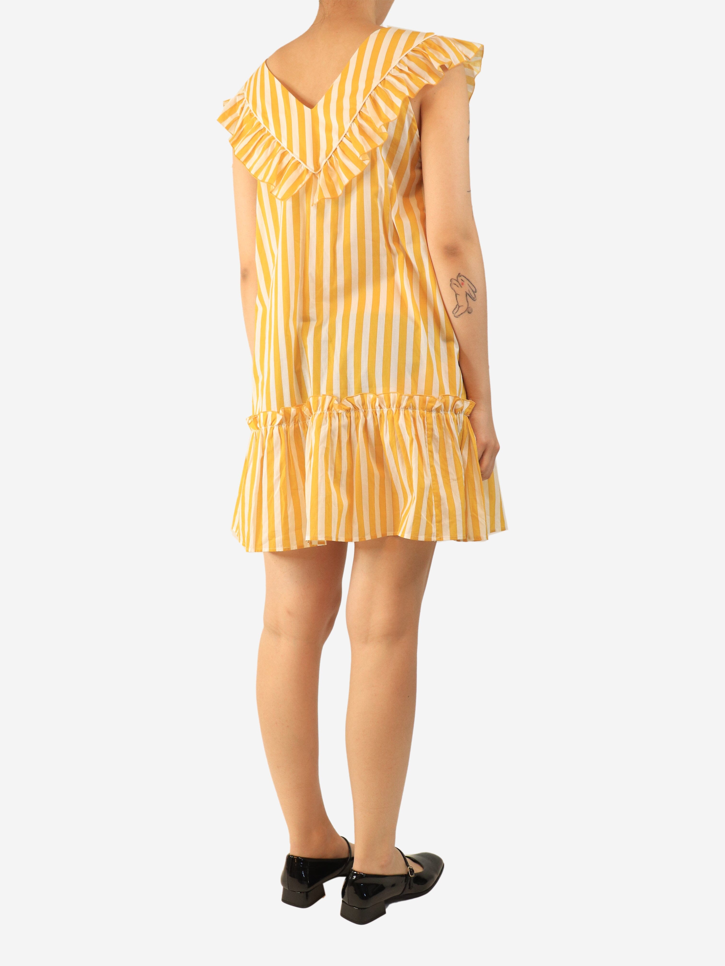 Yellow striped mini dress - size UK 12 Dresses Loretta Caponi 