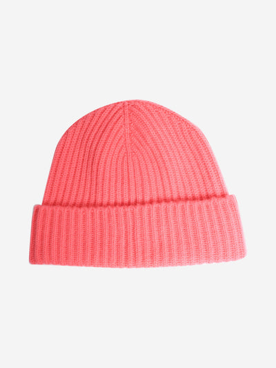 Pink ribbed cuff beanie Hats Crimson 