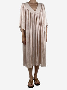 Three Graces Pink oversized linen midi dress - size UK 10