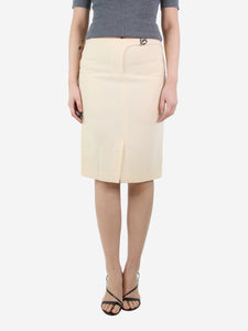 Versace Cream wool pencil skirt - size UK 8