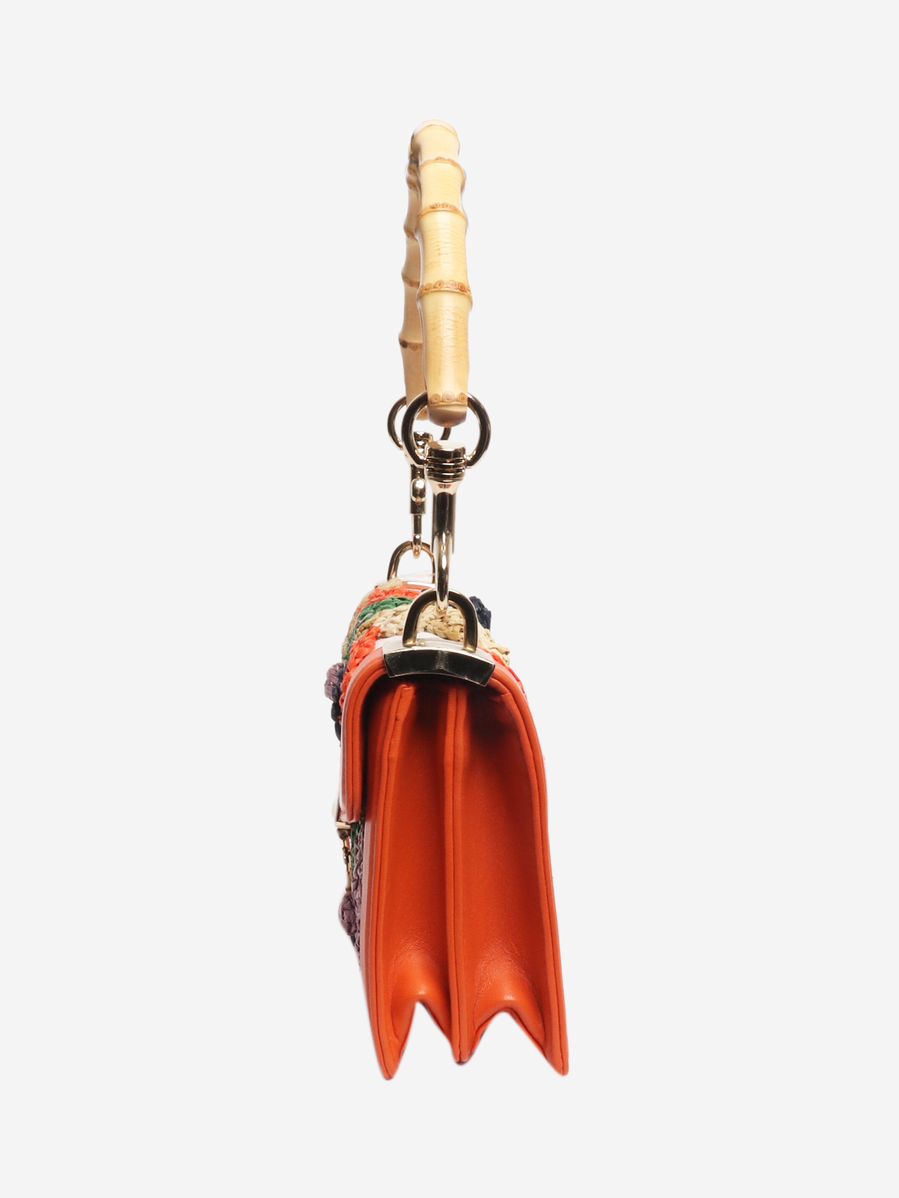 Orange embroidered bamboo-handle bag Cross-body bags Miu Miu 