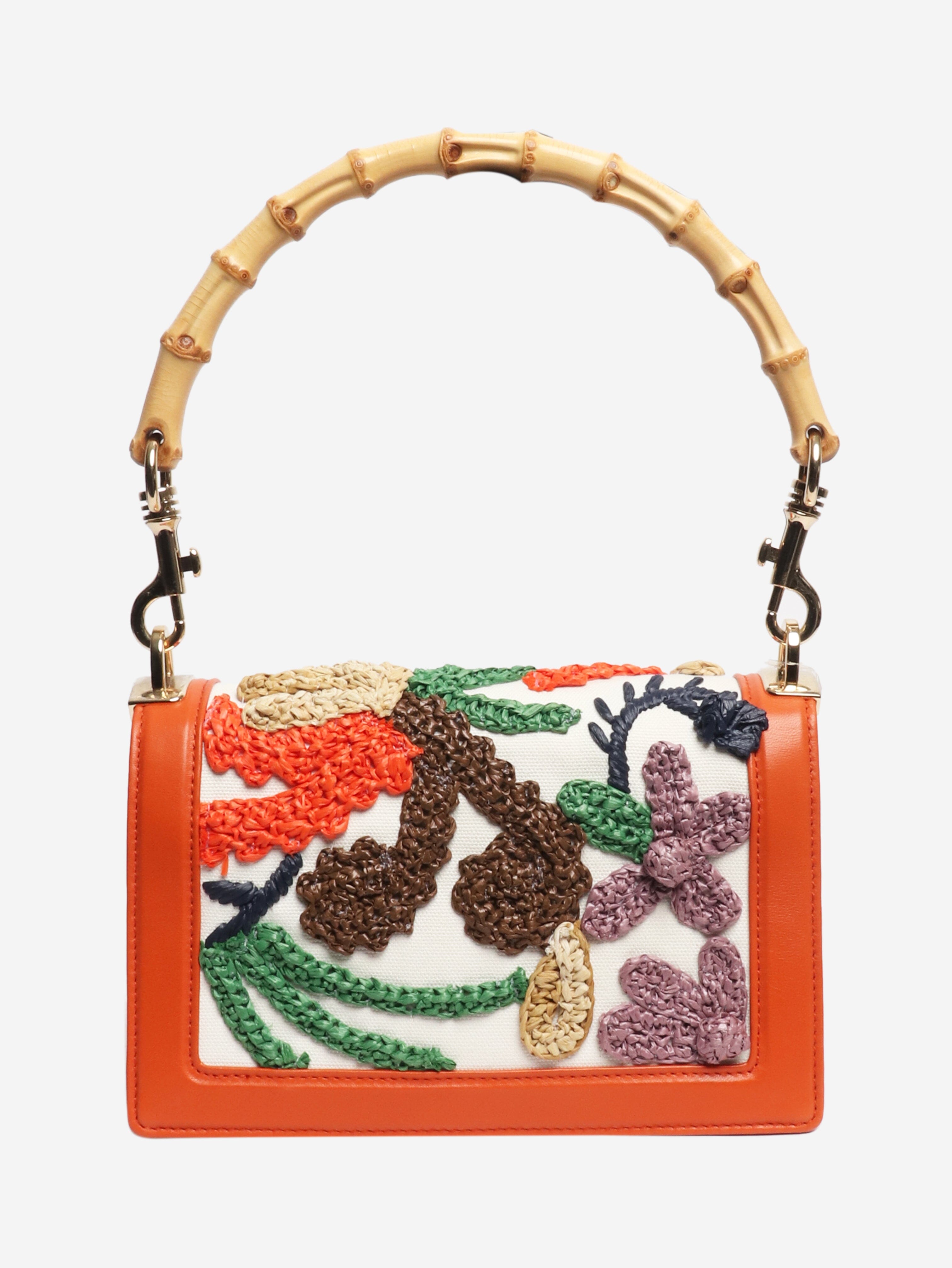 Orange embroidered bamboo-handle bag Cross-body bags Miu Miu 