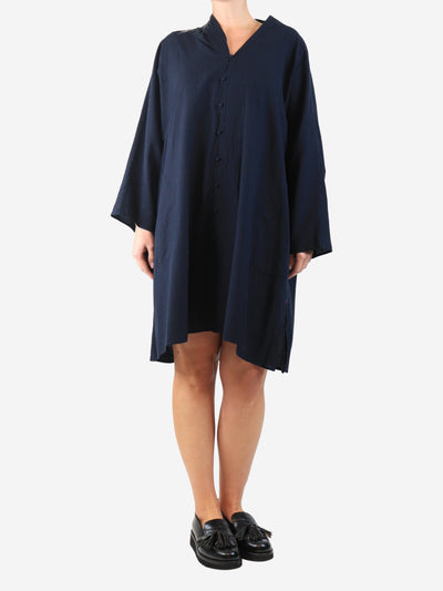 Navy blue button-front dress - size M Dresses Babaghuri 