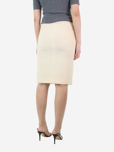 Versace Cream wool pencil skirt - size UK 8