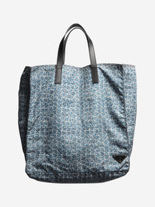 Prada Blue nylon printed tote bag