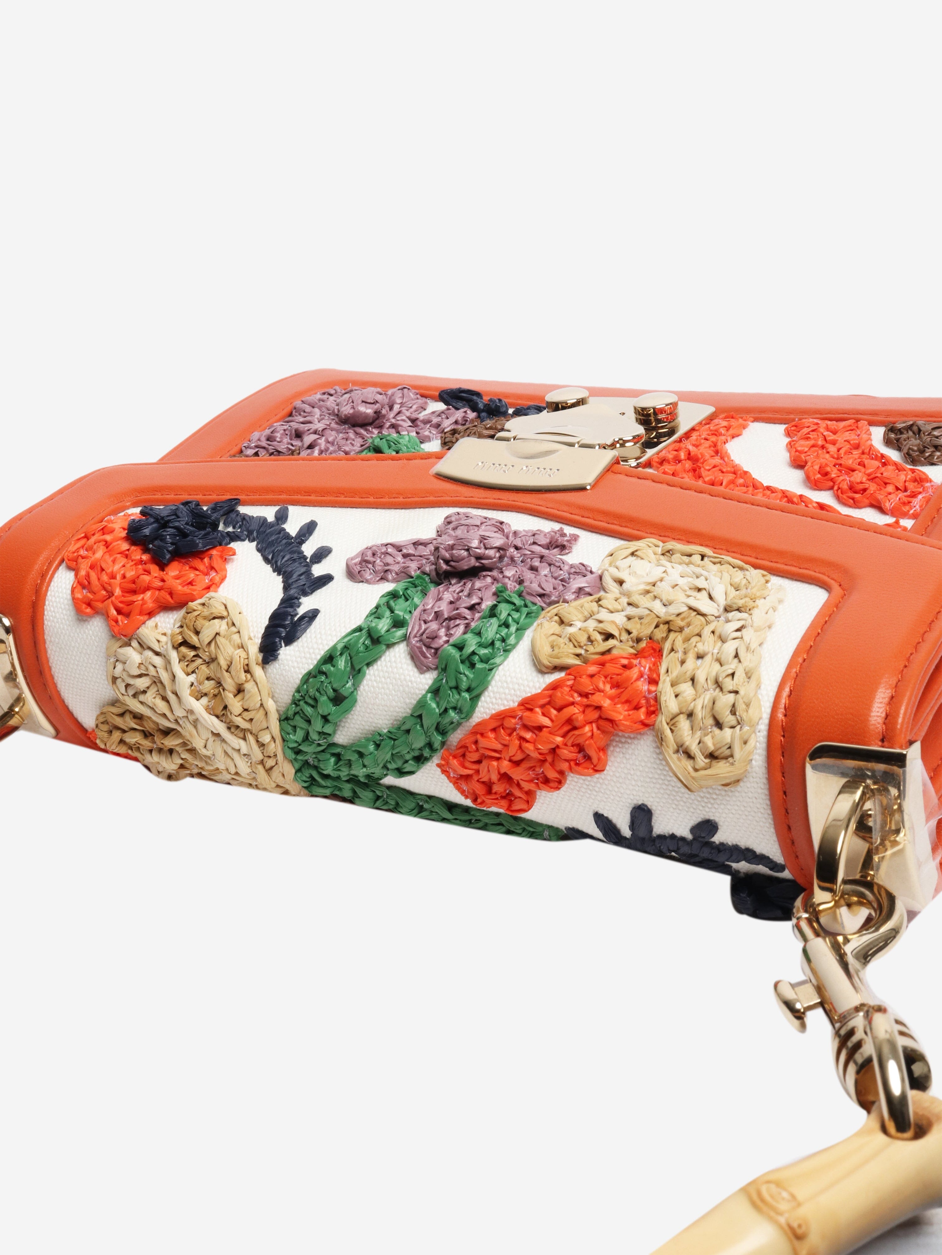Orange embroidered bamboo-handle bag Cross-body bags Miu Miu 