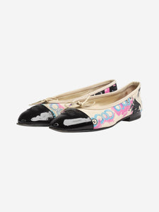 Chanel Multi graffiti toe-cap flat ballet pumps - size EU 36.5