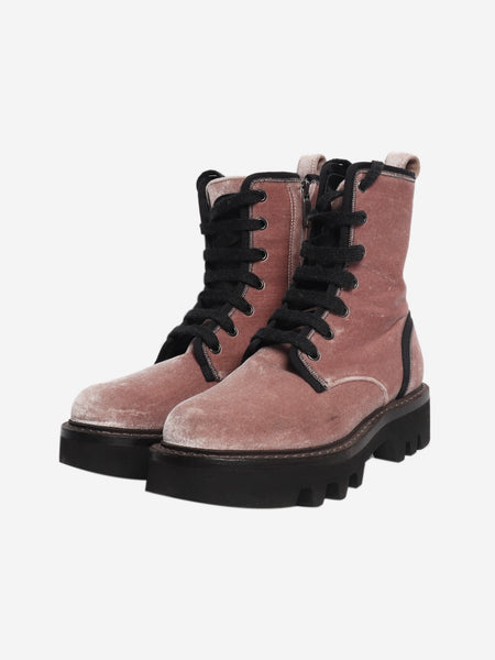 Pink velvet ankle boots - size EU 37 (UK 4) alternate image