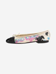 Chanel Multi graffiti toe-cap flat ballet pumps - size EU 36.5