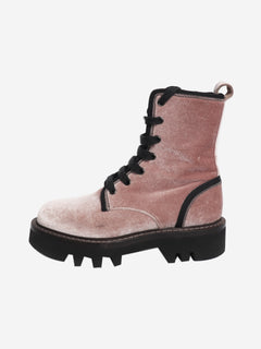 Pink velvet ankle boots - size EU 37 (UK 4)