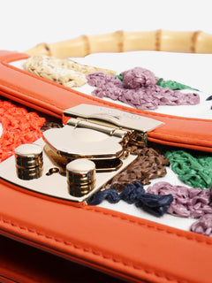 Orange embroidered bamboo-handle bag Cross-body bags Miu Miu 
