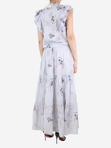 Magali Pascal Blue floral printed tiered maxi dress - size S