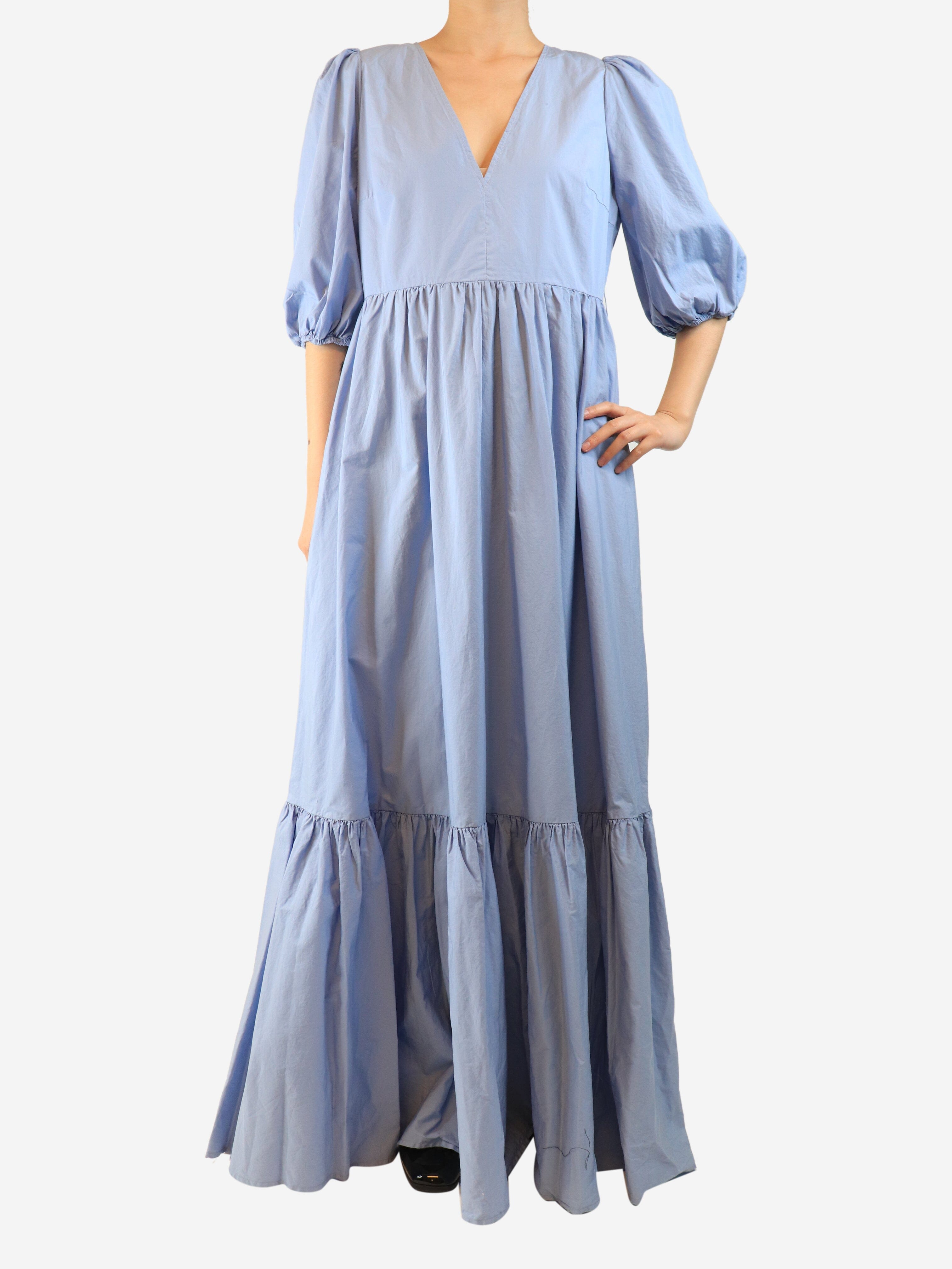 Baby blue cotton tiered maxi dress - size L Dresses Emporio Sirenuse 