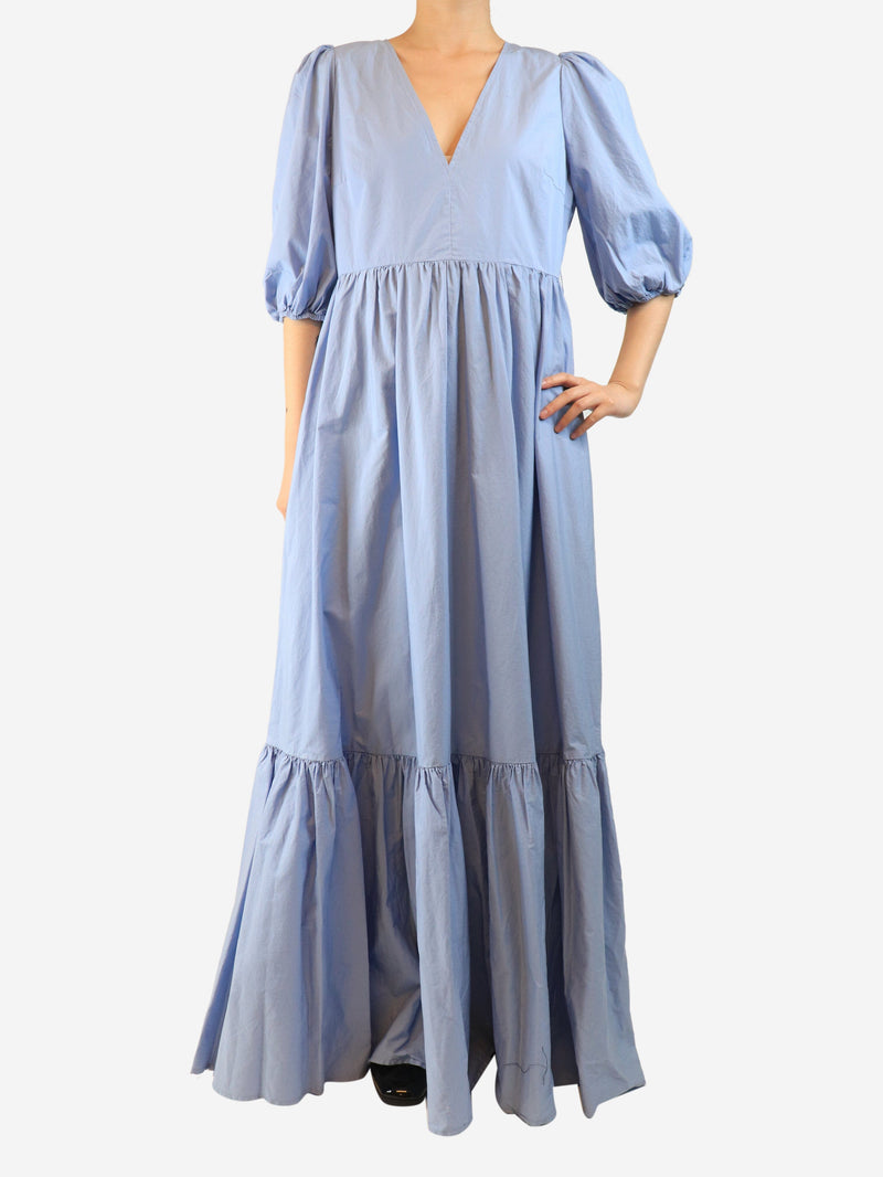 Baby blue cotton tiered maxi dress - size L Dresses Emporio Sirenuse 