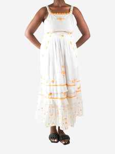 Love Shack Fancy White floral embroidered midi dress - size US 8