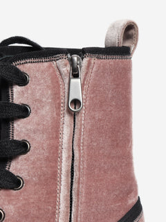 Pink velvet ankle boots - size EU 37 (UK 4)