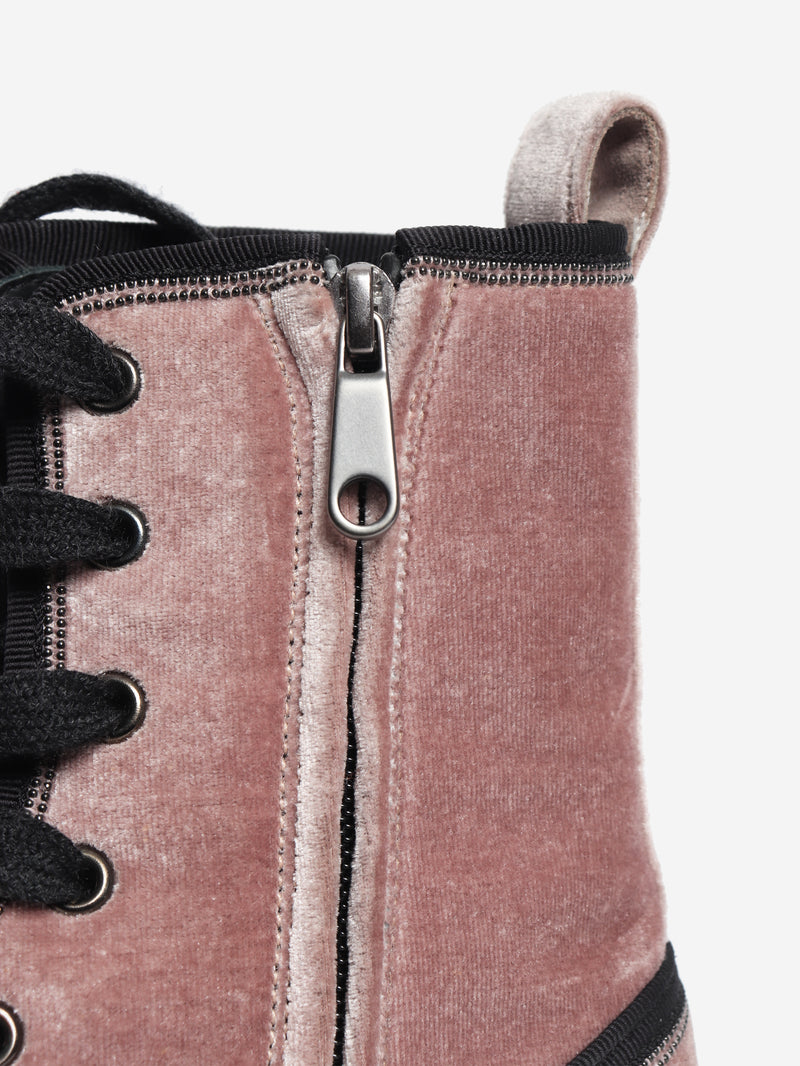 Pink velvet ankle boots - size EU 37 (UK 4)