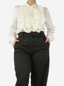 Parosh White long-sleeved ruffle shirt - size L