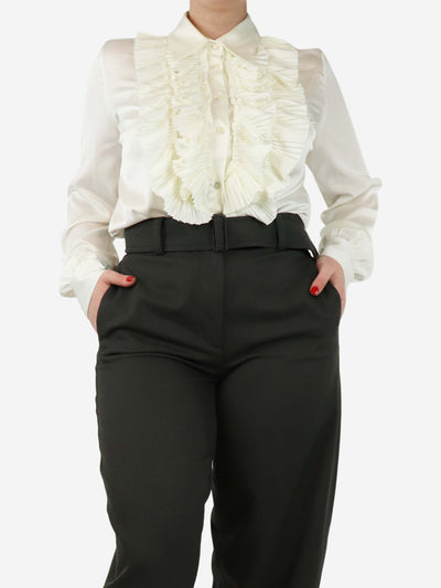 White long-sleeved ruffle shirt - size L Tops Parosh 