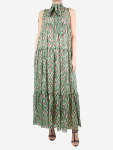Max Mara Studio Green sleeveless floral maxi dress - size UK 12