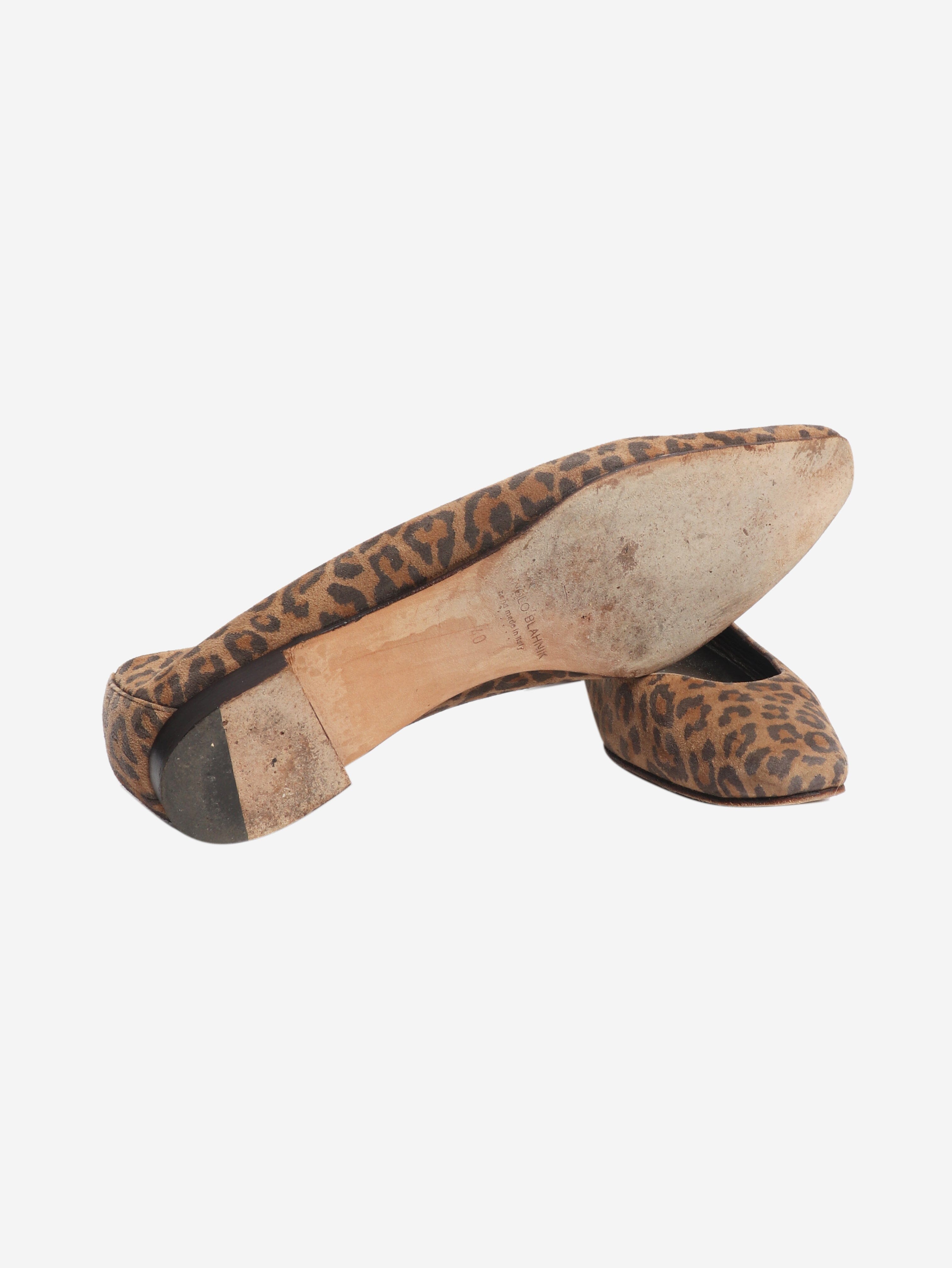 Brown leopard print flats - size EU 40 Flat Shoes Manolo Blahnik 