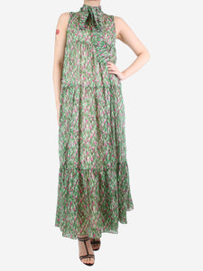 Max Mara Studio Green sleeveless floral maxi dress - size UK 12