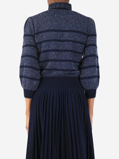 Navy lurex-striped sweater - size XS Knitwear Co 