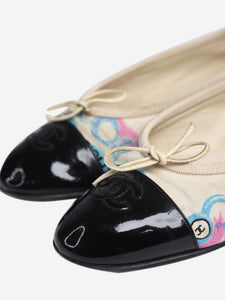 Chanel Multi graffiti toe-cap flat ballet pumps - size EU 36.5