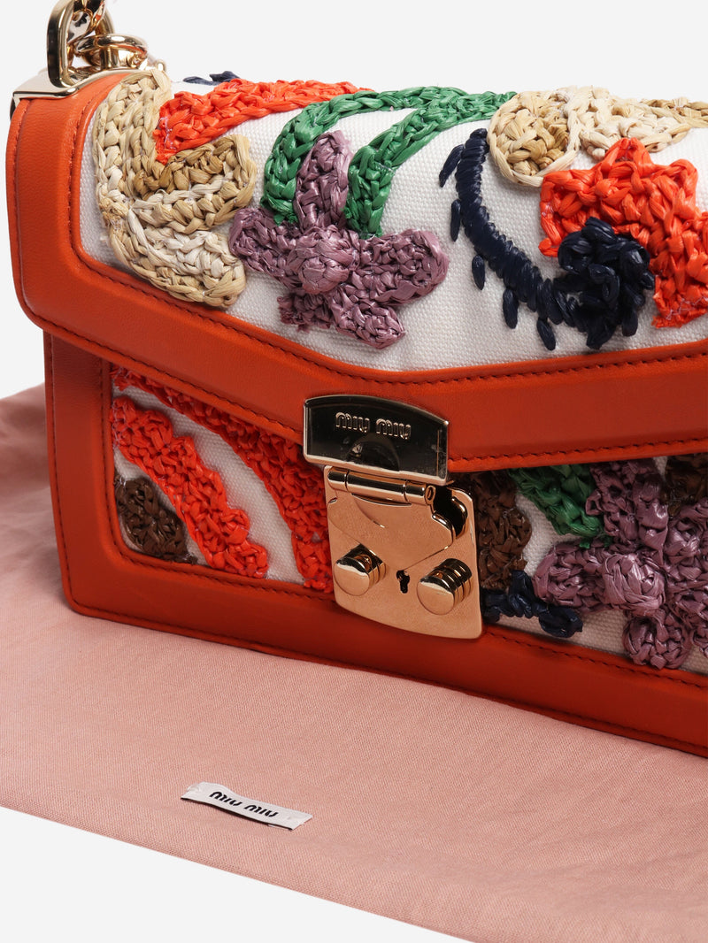Orange embroidered bamboo-handle bag Cross-body bags Miu Miu 