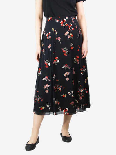 Black floral lace-trimmed midi skirt - size UK 8 Skirts Red Valentino 