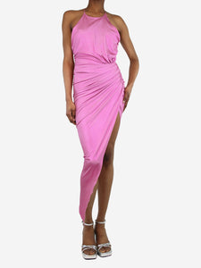 Alexandre Vauthier Pink ruched halterneck dress - size UK 6