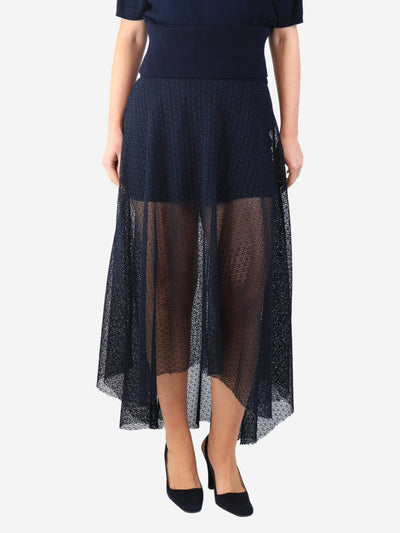 Navy floral lace midi skirt - size UK 10 Skirts Chloe 
