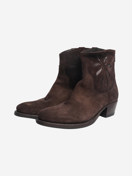 Dark chocolate western ankle boots - size EU 37.5 alternate image