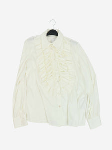 Parosh White long-sleeved ruffle shirt - size L