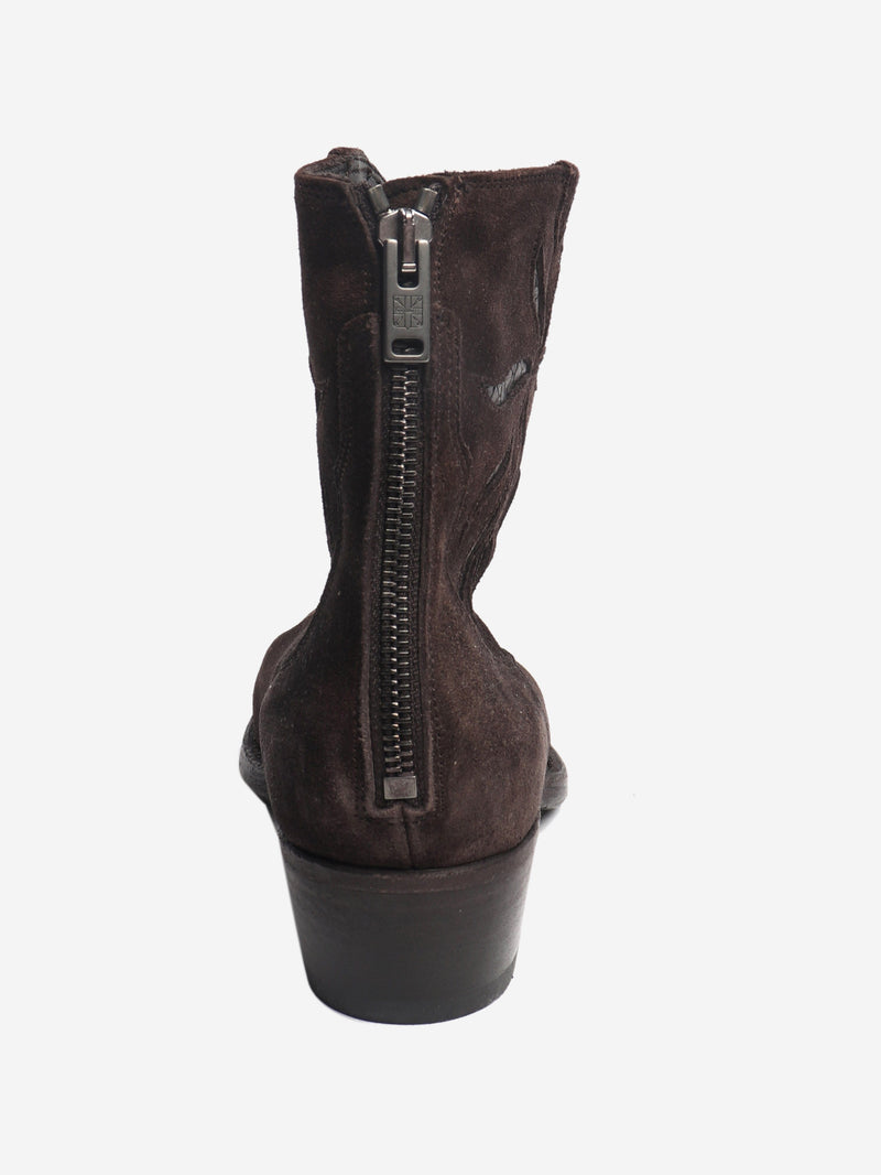 Dark chocolate western ankle boots - size EU 37.5 Boots Pantanetti 