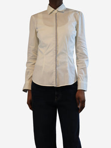 Brunello Cucinelli Off-white long-sleeved shirt - size UK 6