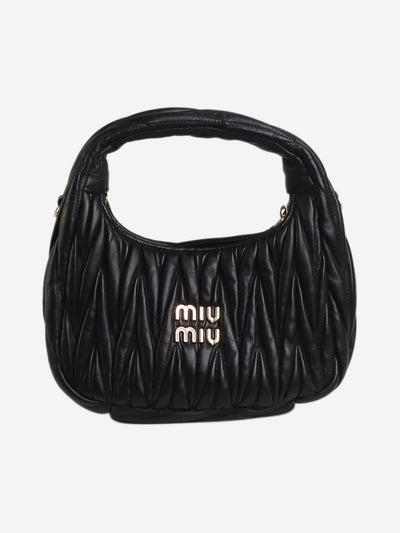 Black Wander matelassé nappa leather hobo mini-bag Top Handle Bags Miu Miu 