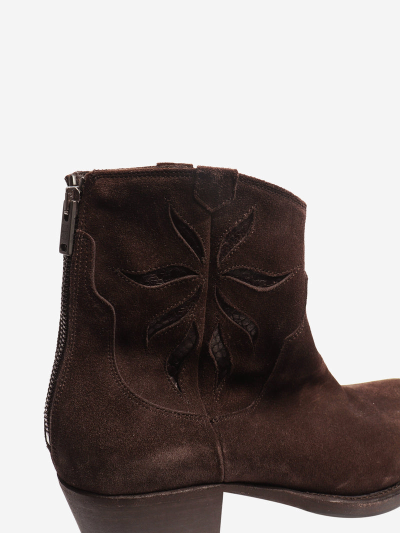 Dark chocolate western ankle boots - size EU 37.5 Boots Pantanetti 
