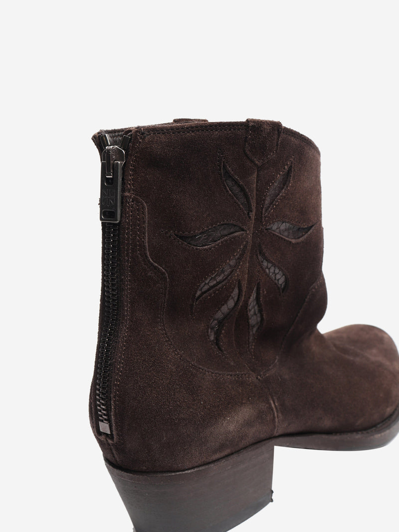 Dark chocolate western ankle boots - size EU 37.5 Boots Pantanetti 