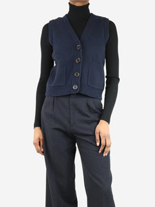 ME+EM Navy blue sleeveless wool cardigan - size XS