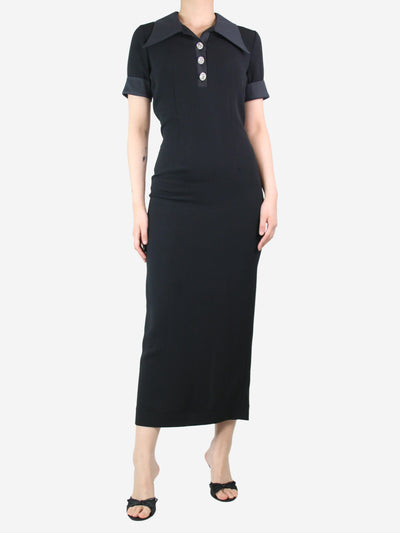 Black bejewelled-button maxi dress - size UK 10 Dresses Alessandra Rich 