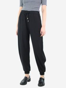 Chloe Black elasticated waist cuffed trousers - size UK 10