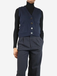 ME+EM Navy blue sleeveless wool cardigan - size XS