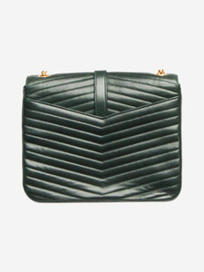 Saint Laurent Dark green Chevron quilted double-flap shoulder bag