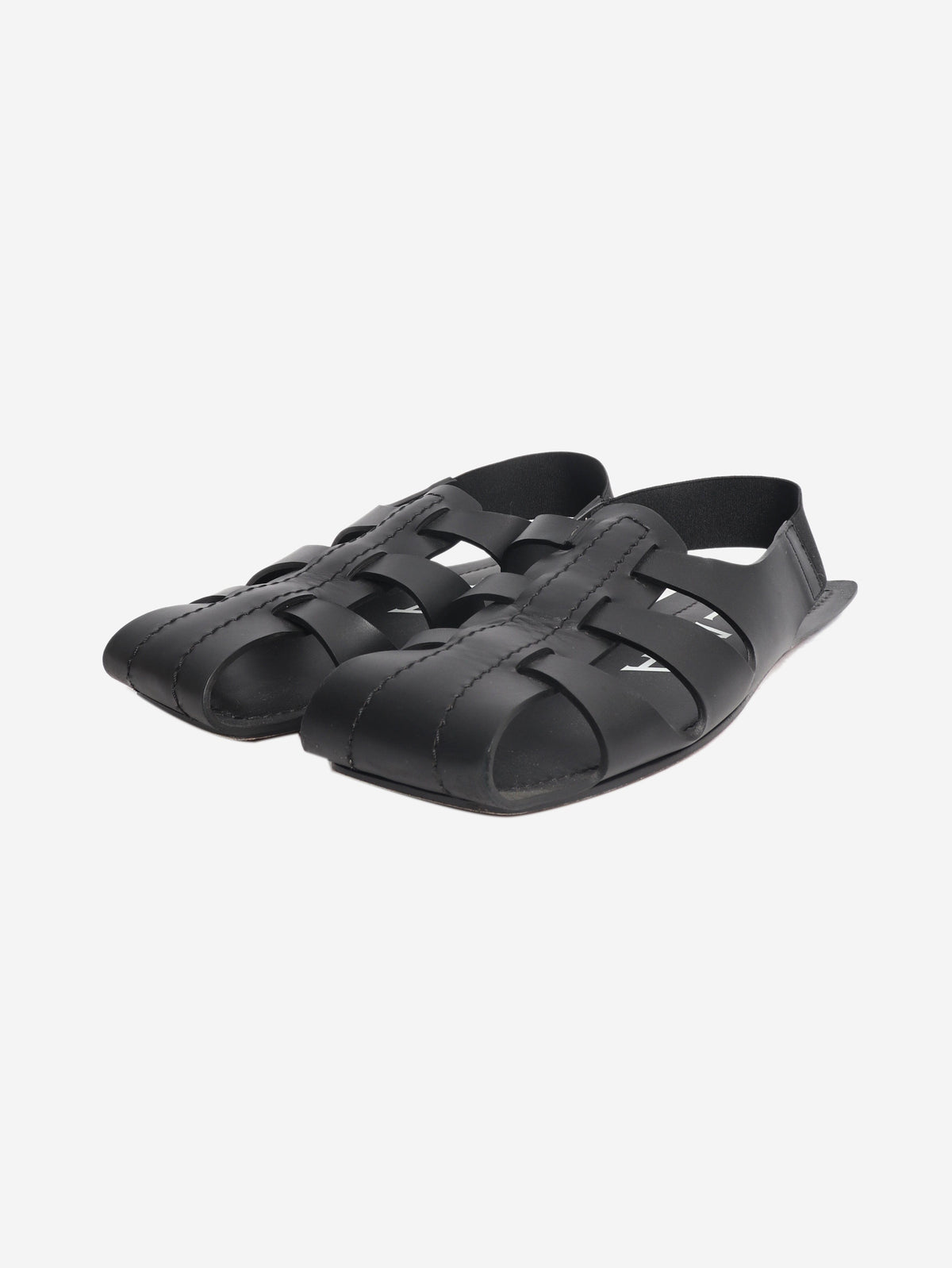 Black woven leather flat sandals - size EU 39 Flat Sandals Alaia 