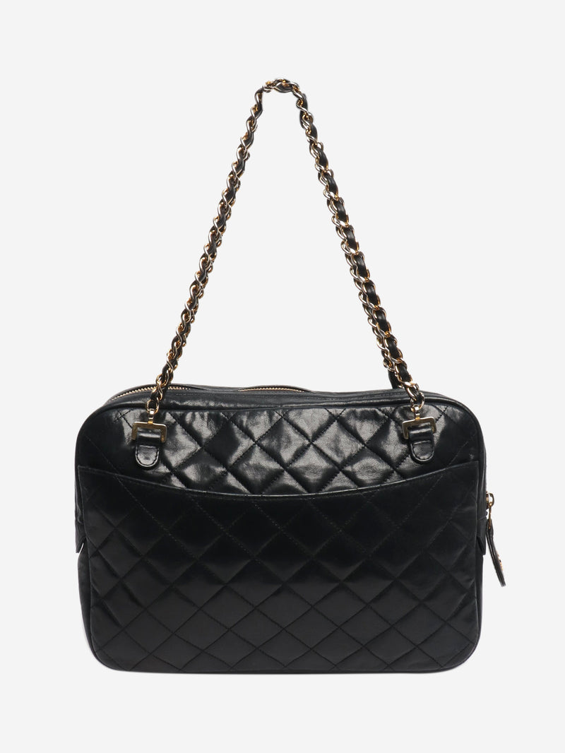 Black vintage 1989 lambskin quilted top handle bag Top Handle Bags Chanel 