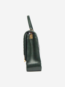 Saint Laurent Dark green Chevron quilted double-flap shoulder bag