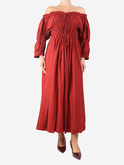 Red off the shoulder shirred maxi dress - size XXL Dresses Doen 