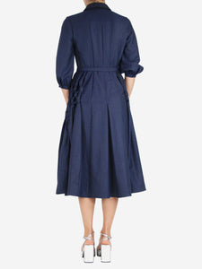 Gabriela Hearst Blue Cheval cashmere midi shirt dress - size UK 6